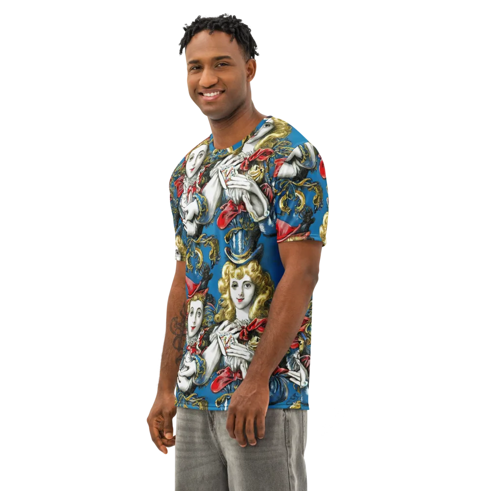 Masquerade Echoes on Men's Cotton Crew Neck T-Shirt — Left Front