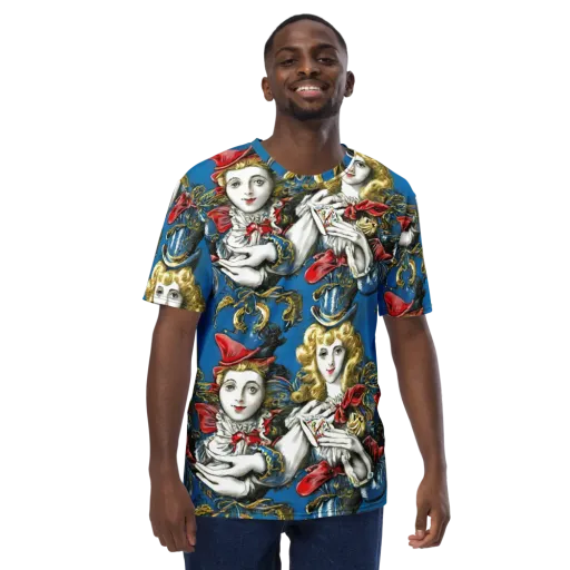 Masquerade Echoes on a Men's Crew Neck T-Shirt