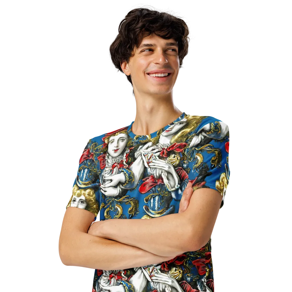 Masquerade Echoes on Men's Crew Neck T-Shirt — Left Front