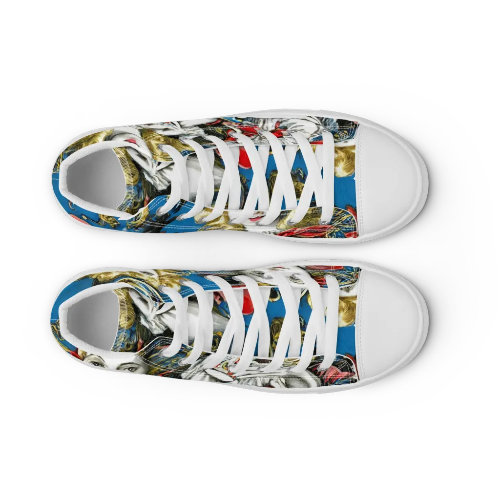 Masquerade Echoes on Men's High Top Canvas Shoes — Front
