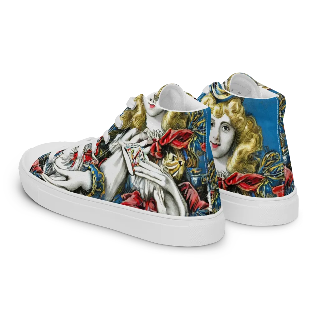Masquerade Echoes on Men's High Top Canvas Shoes — Left Back