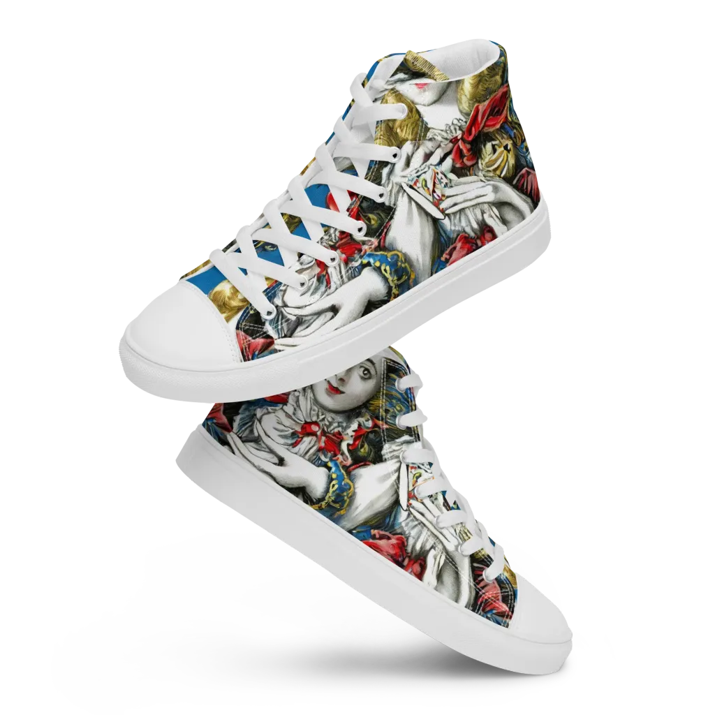 Masquerade Echoes on Men's High Top Canvas Shoes — Front