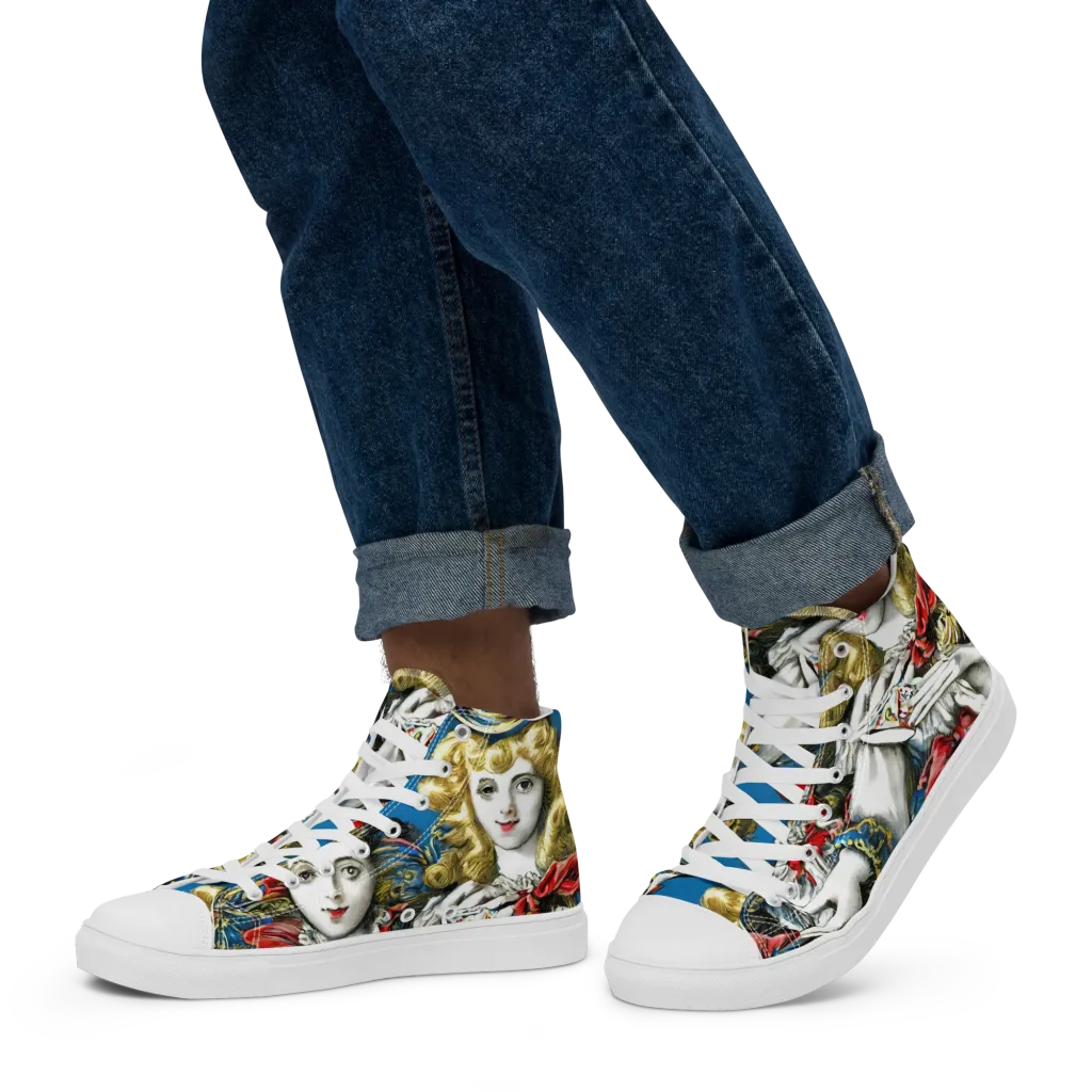 Masquerade Echoes on Men's High Top Canvas Shoes — Left