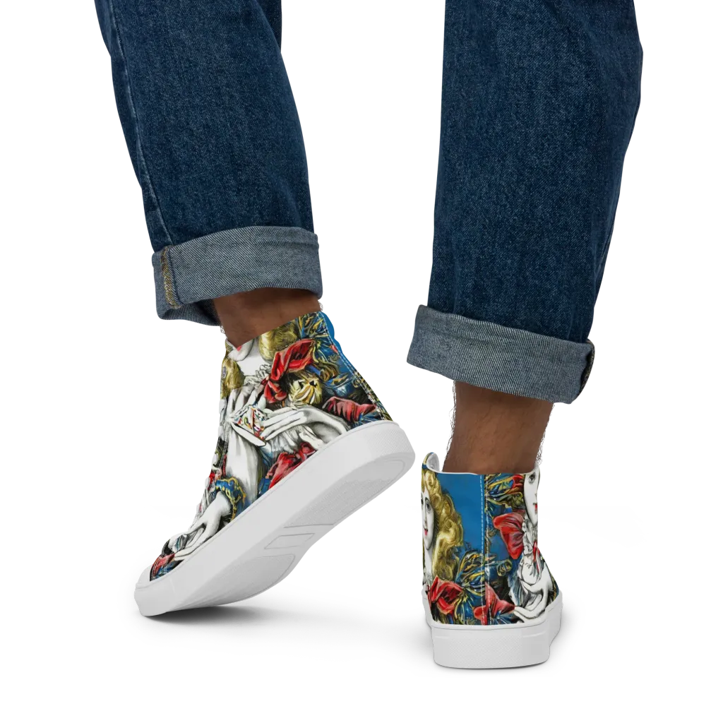 Masquerade Echoes on Men's High Top Canvas Shoes — Back