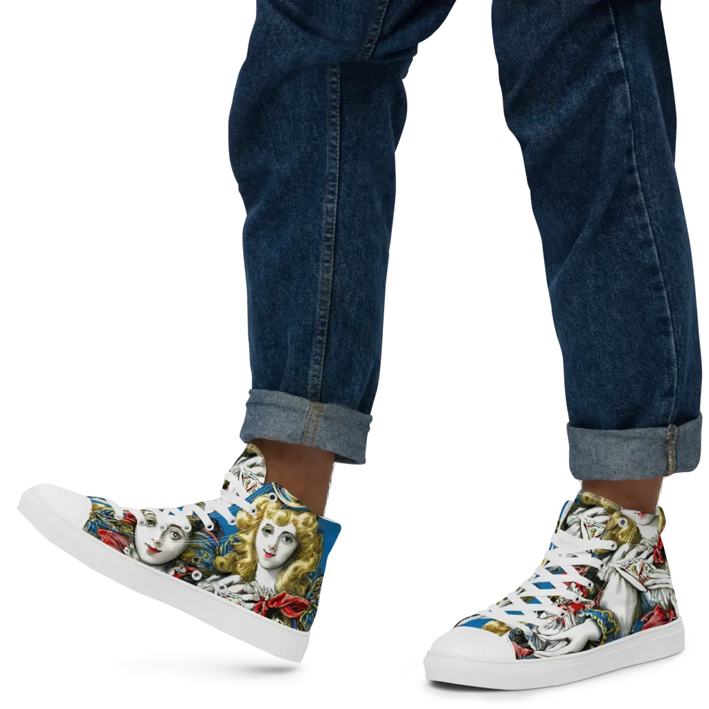 Masquerade Echoes on Men's High Top Canvas Shoes — Left