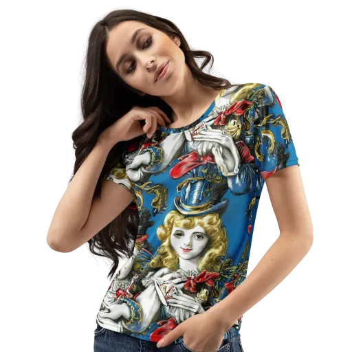 Masquerade Echoes on a Women's Crew Neck T-Shirt