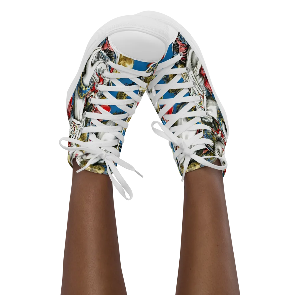 Masquerade Echoes on Women's High Top Canvas Shoes — Front