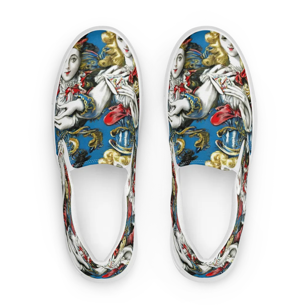 Masquerade Echoes on Men's Slip-On Canvas Shoes — Front
