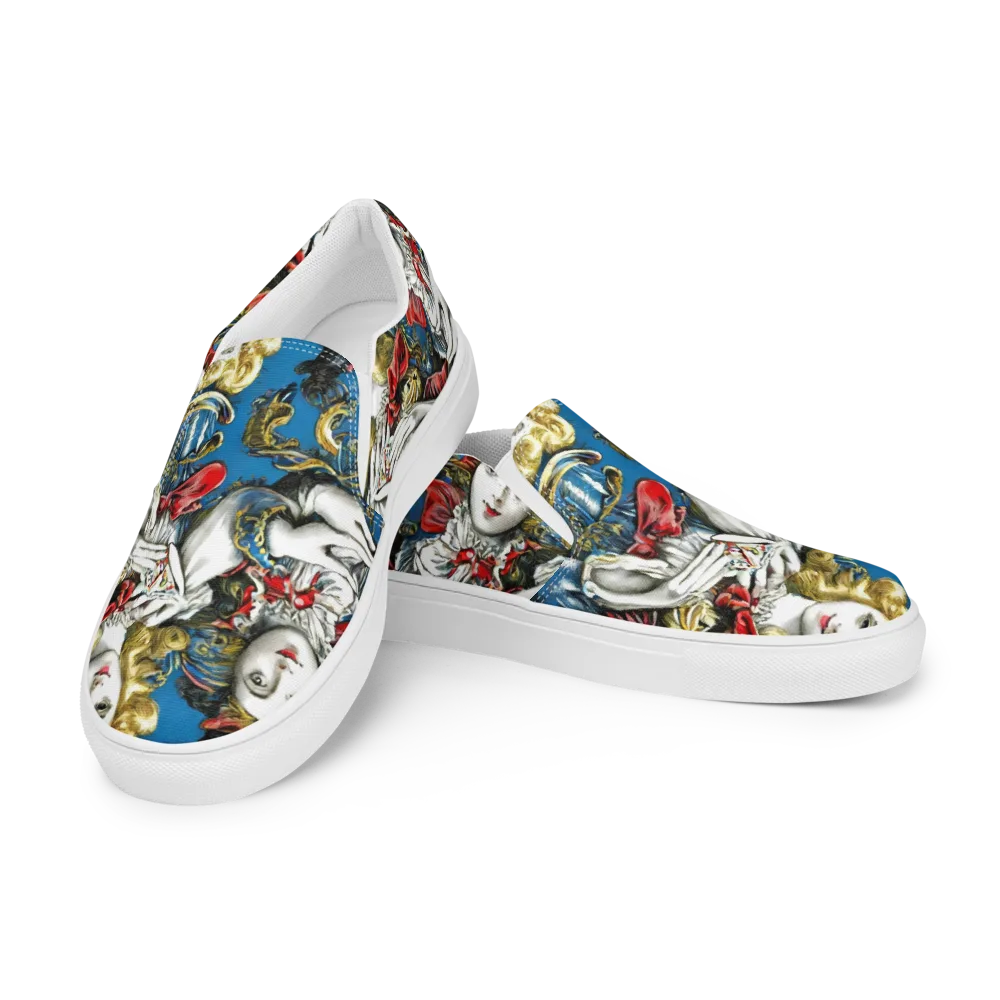 Masquerade Echoes on Men's Slip-On Canvas Shoes — Left Front