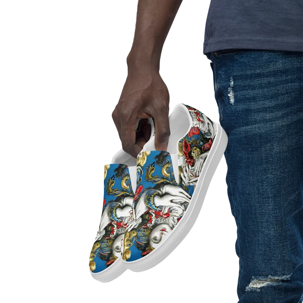 Masquerade Echoes on Men's Slip-On Canvas Shoes — Left Front