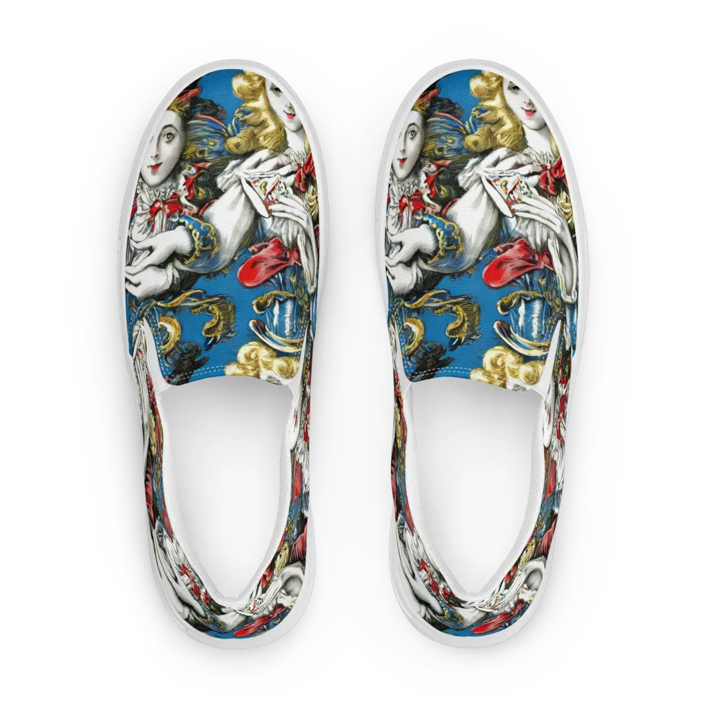 Masquerade Echoes on Women's Slip-On Canvas Shoes — Front