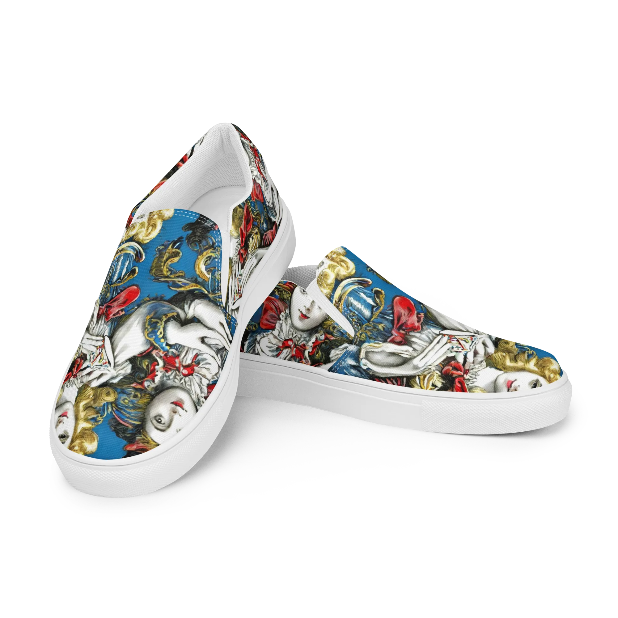 Masquerade Echoes on Women's Slip-On Canvas Shoes — Left Front