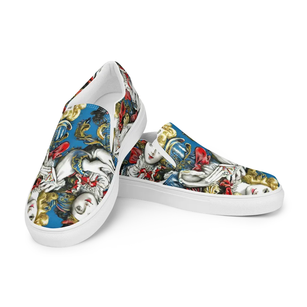 Masquerade Echoes on Women's Slip-On Canvas Shoes — Left Front