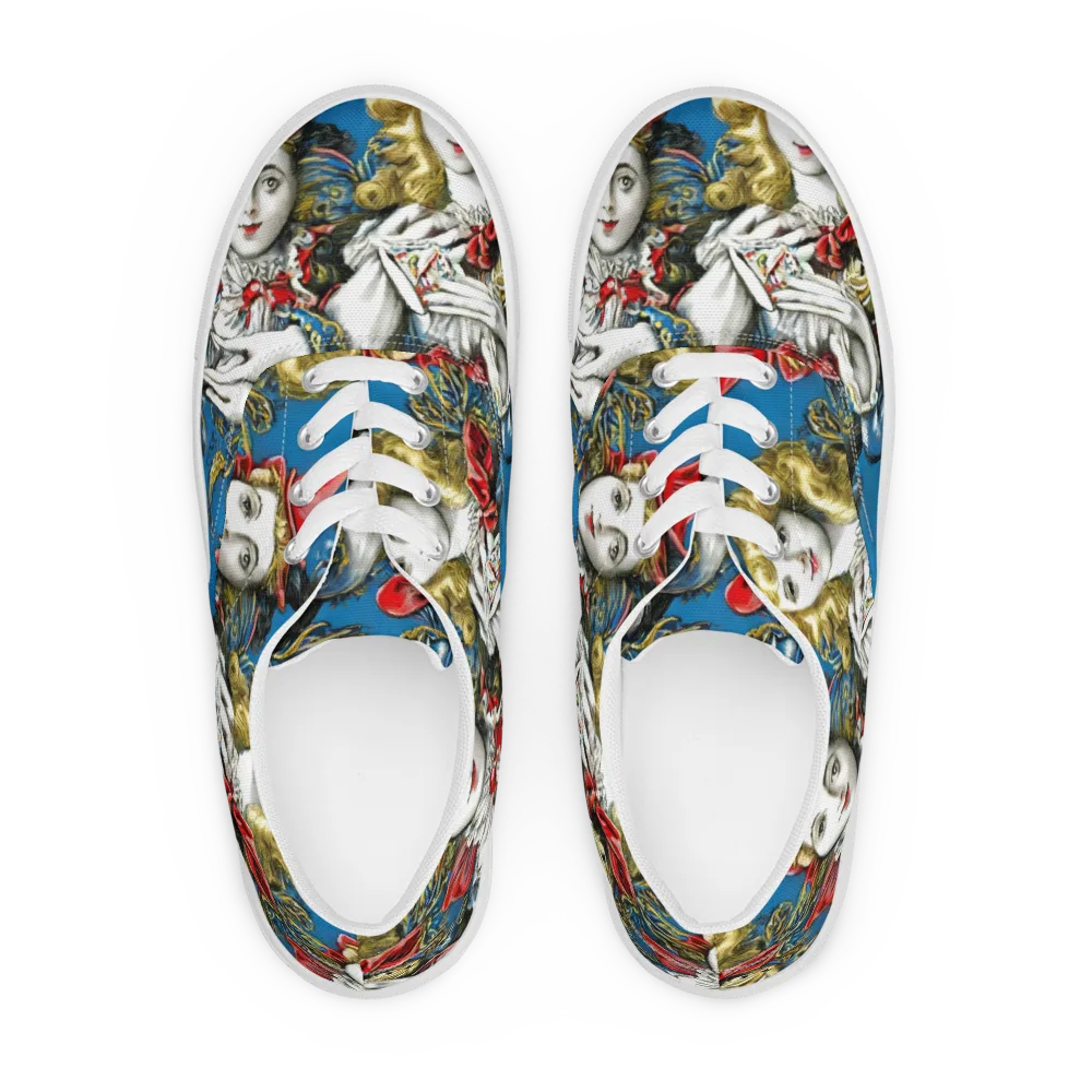 Masquerade Echoes on Men's Lace-Up Canvas Shoes — Front