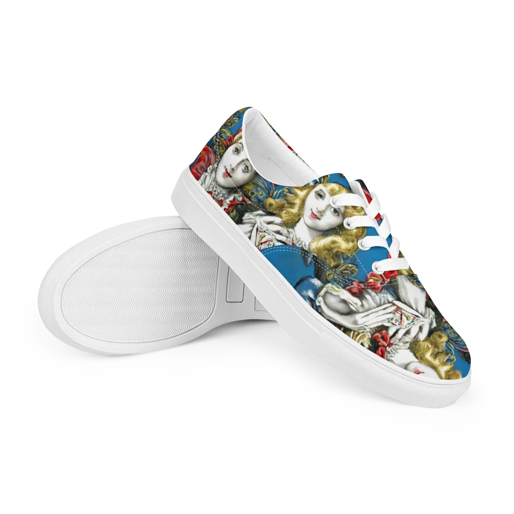 Masquerade Echoes on Men's Lace-Up Canvas Shoes — Right Front