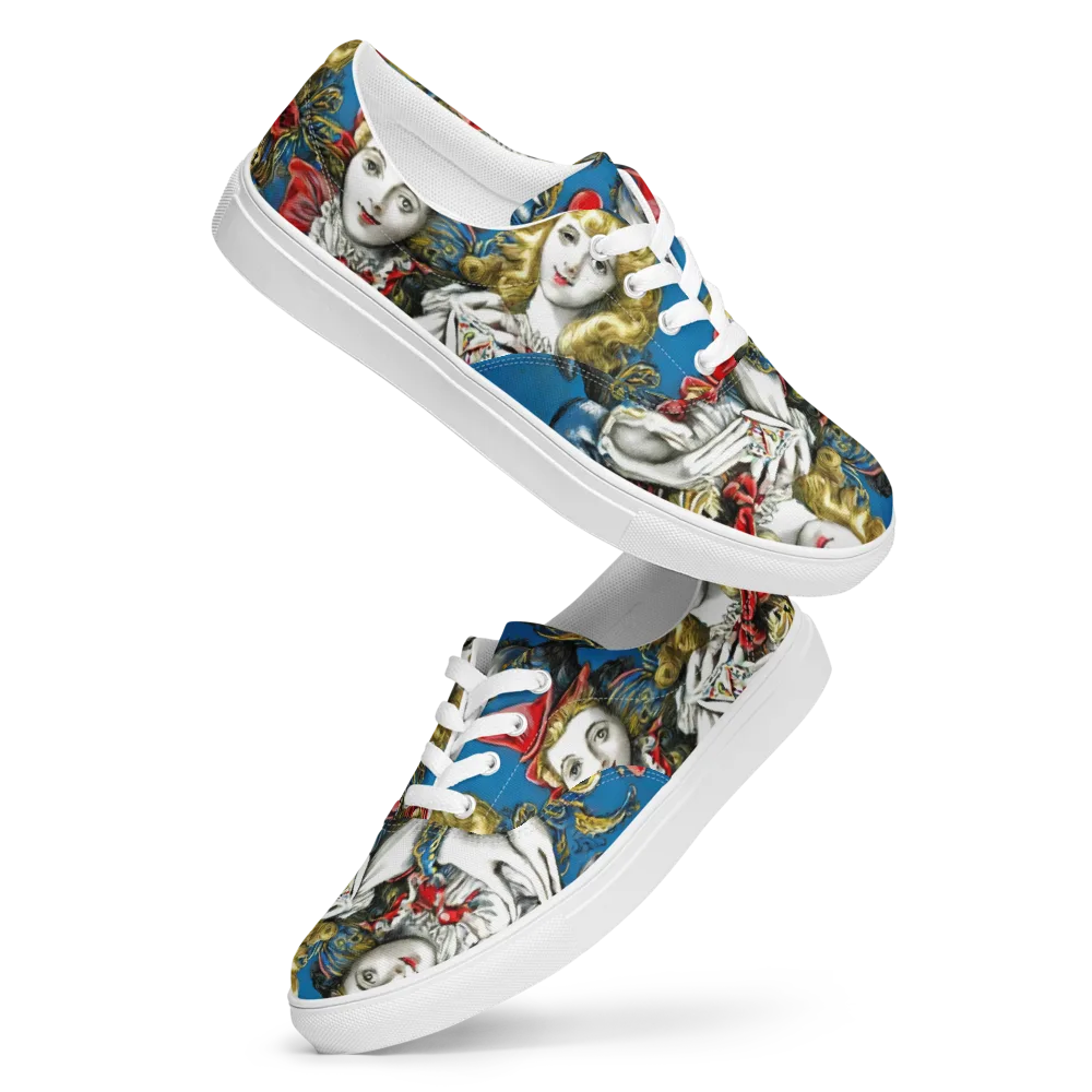 Masquerade Echoes on Men's Lace-Up Canvas Shoes — Front