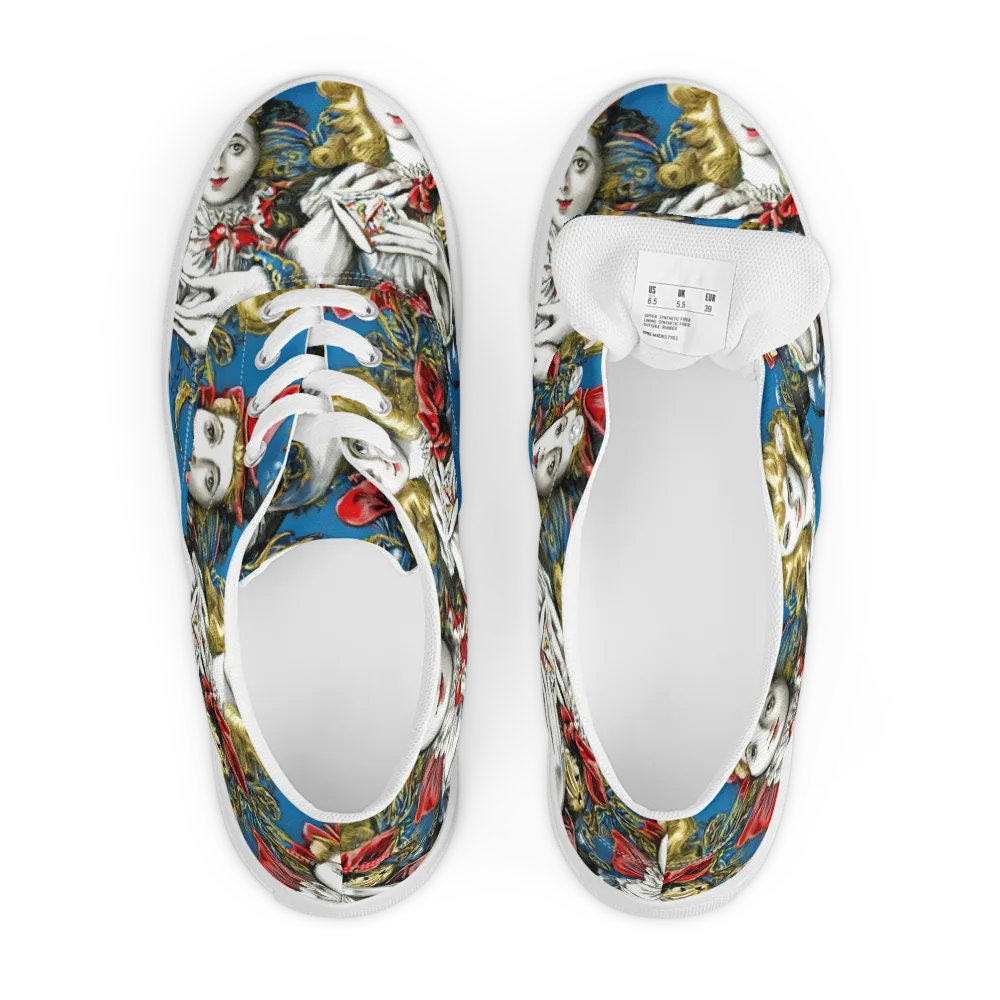 Masquerade Echoes on Men's Lace-Up Canvas Shoes — Front