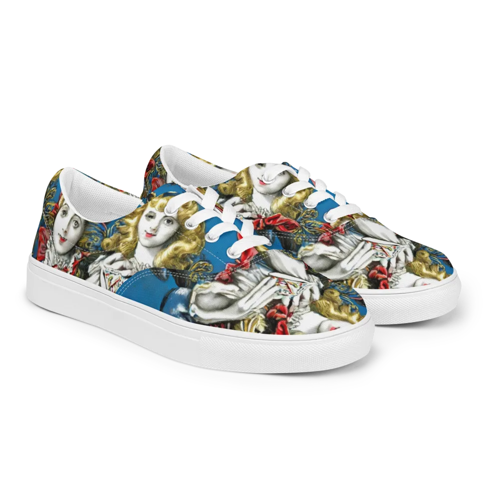 Masquerade Echoes on Men's Lace-Up Canvas Shoes — Right Front