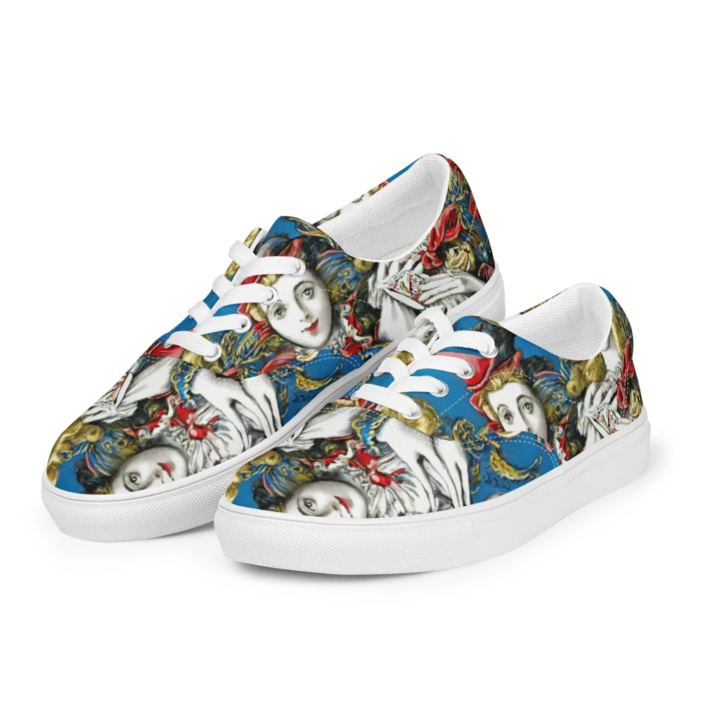 Masquerade Echoes on Men's Lace-Up Canvas Shoes — Left Front