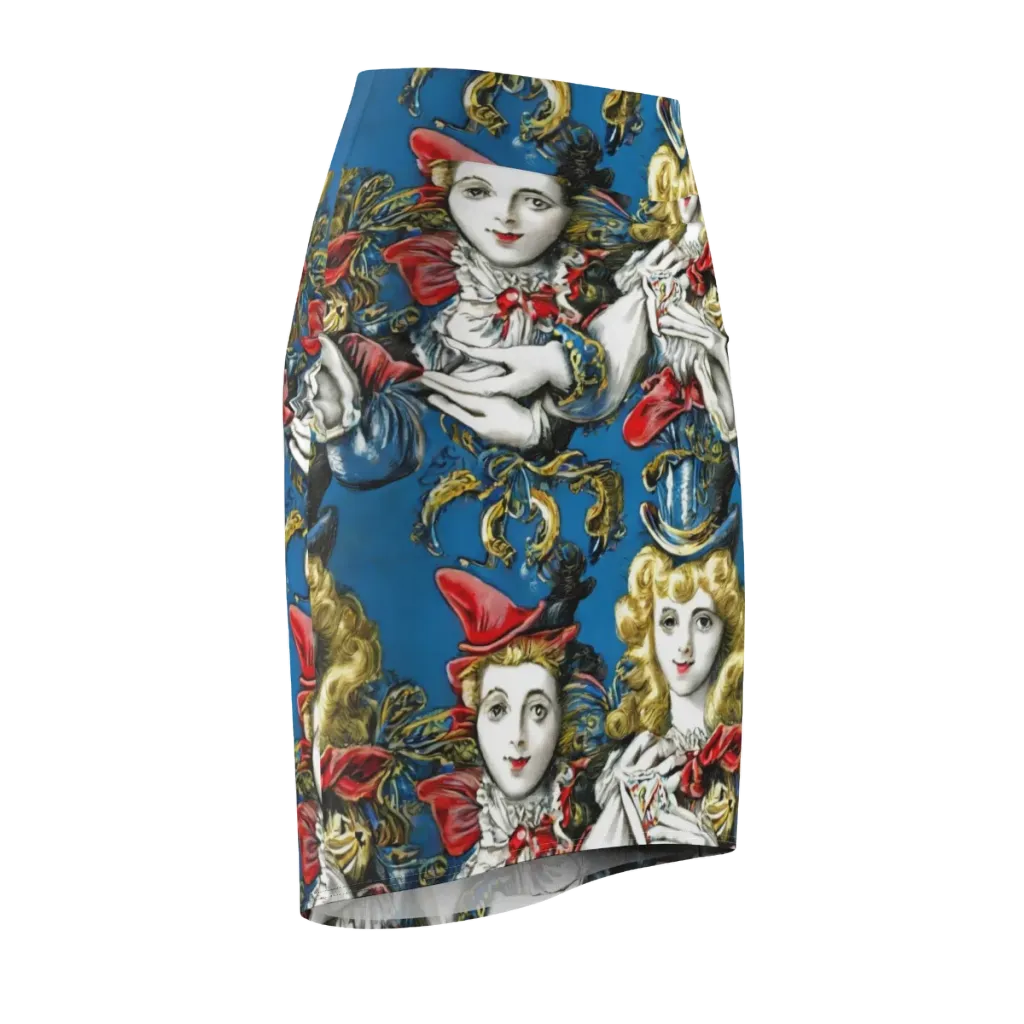 Masquerade Echoes on Pencil Skirt — Front Side