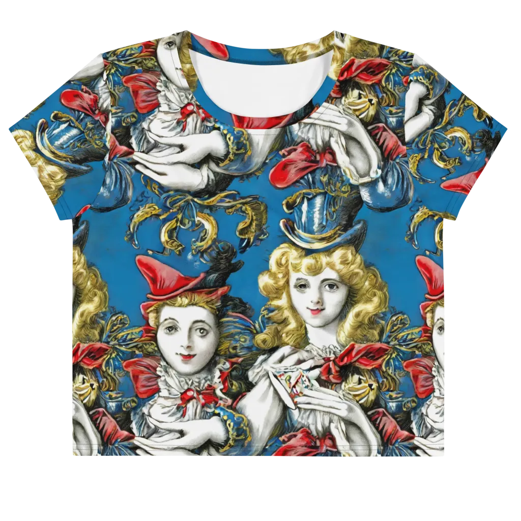 Masquerade Echoes on Crop Tee — Front