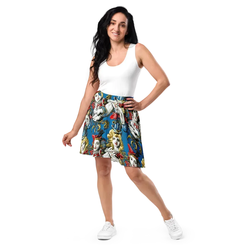 Masquerade Echoes on Skater Skirt — Front