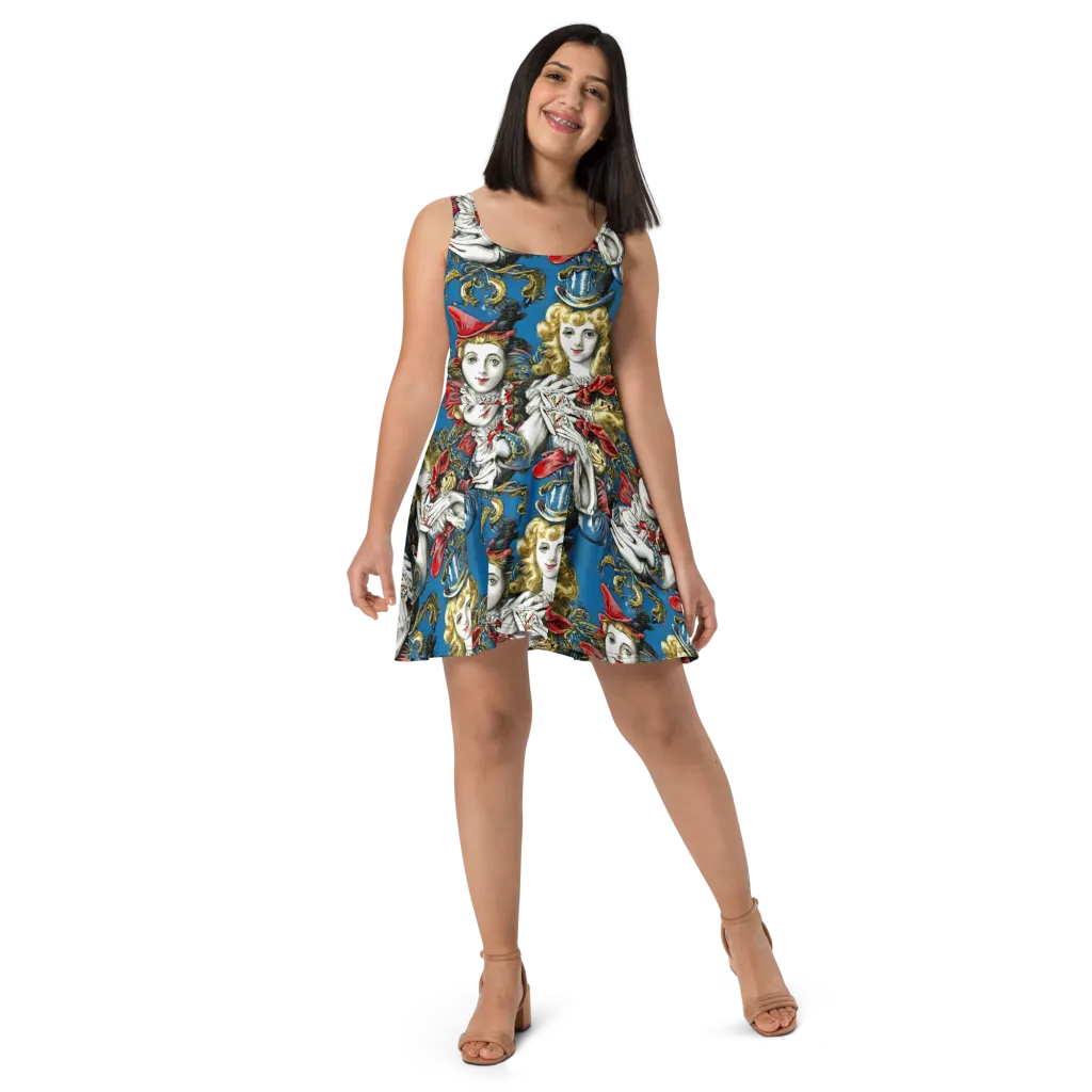 Masquerade Echoes on Skater Dress — Front