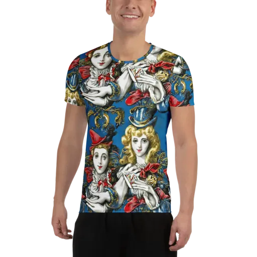 Masquerade Echoes on a Men's Athletic T-Shirt