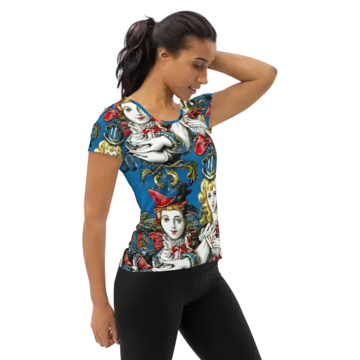 Masquerade Echoes on a Women's Athletic T-Shirt