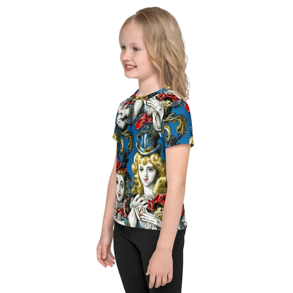 Masquerade Echoes on Kids Crew Neck T-Shirt — Left