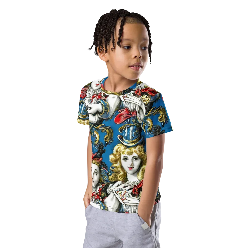 Masquerade Echoes on Kids Crew Neck T-Shirt — Left Front