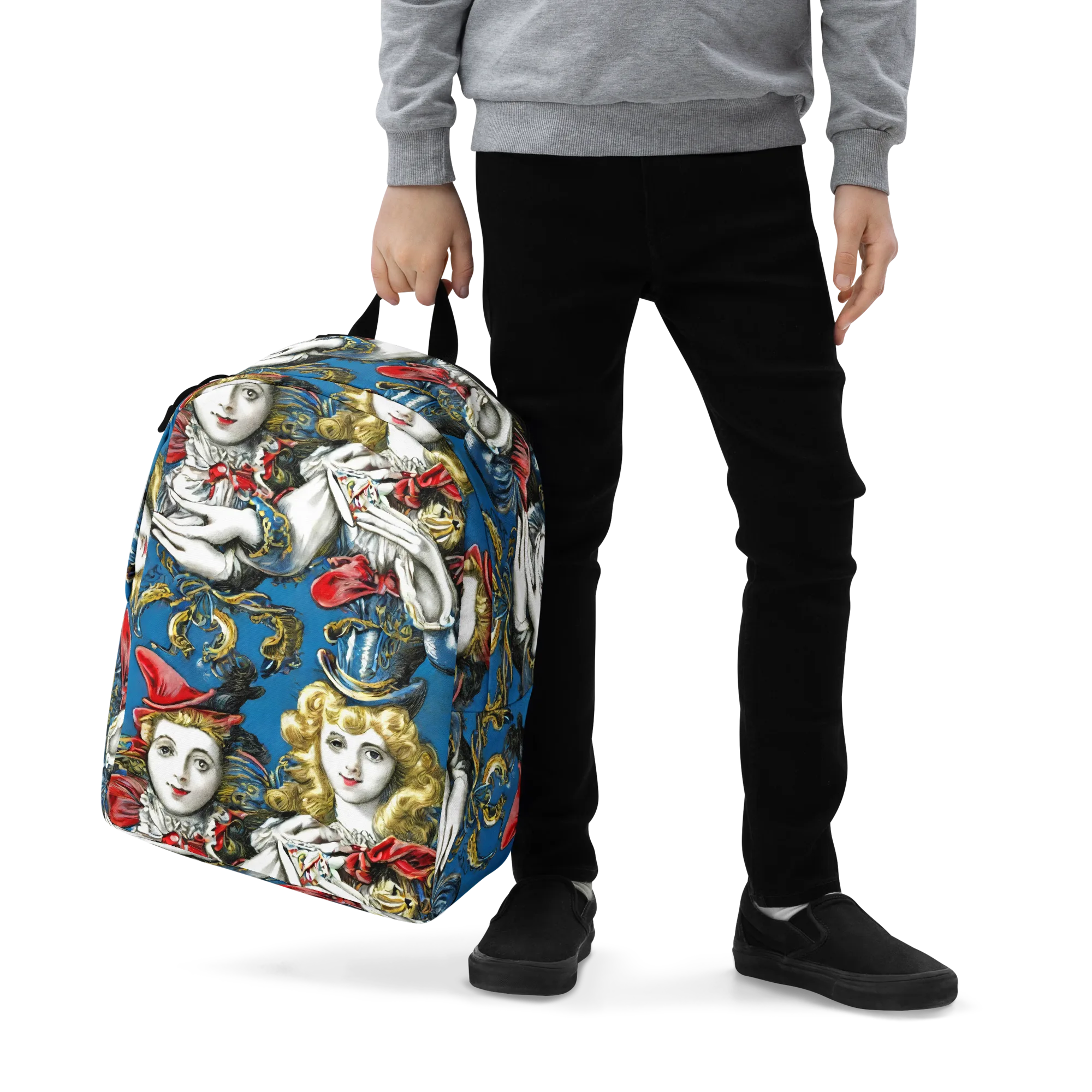 Masquerade Echoes on Minimalist Backpack — Zoomed-in