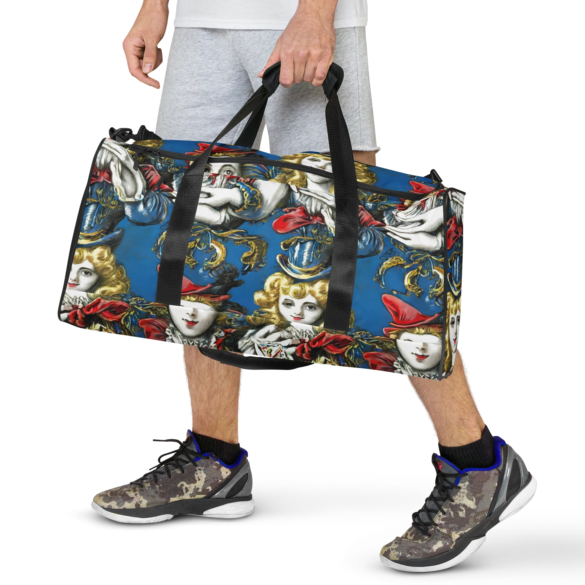 Masquerade Echoes on Duffle Bag — Front