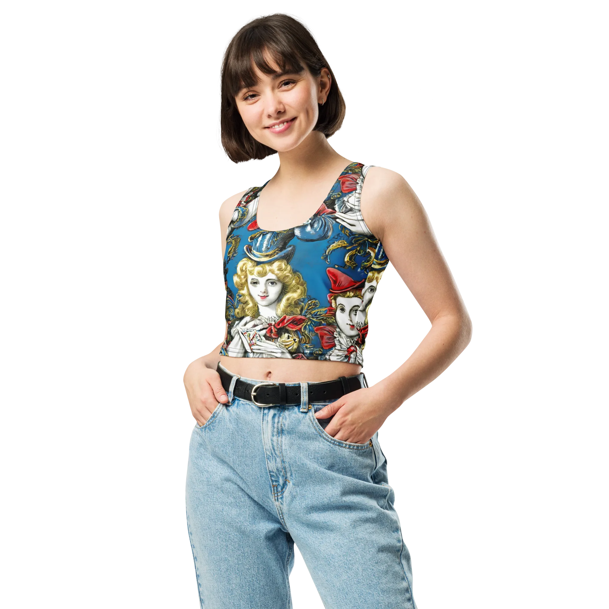 Masquerade Echoes on Crop Top — Front