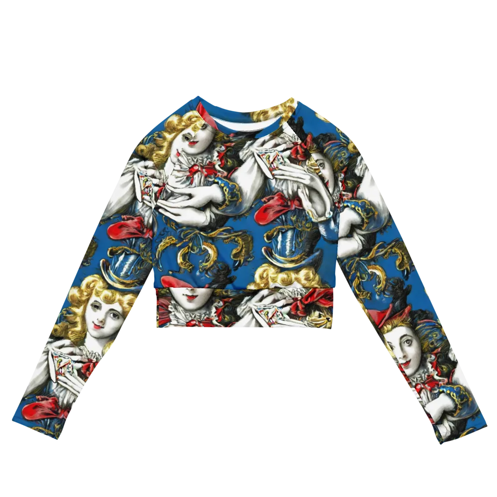 Masquerade Echoes on Long Sleeve Crop Top — Front