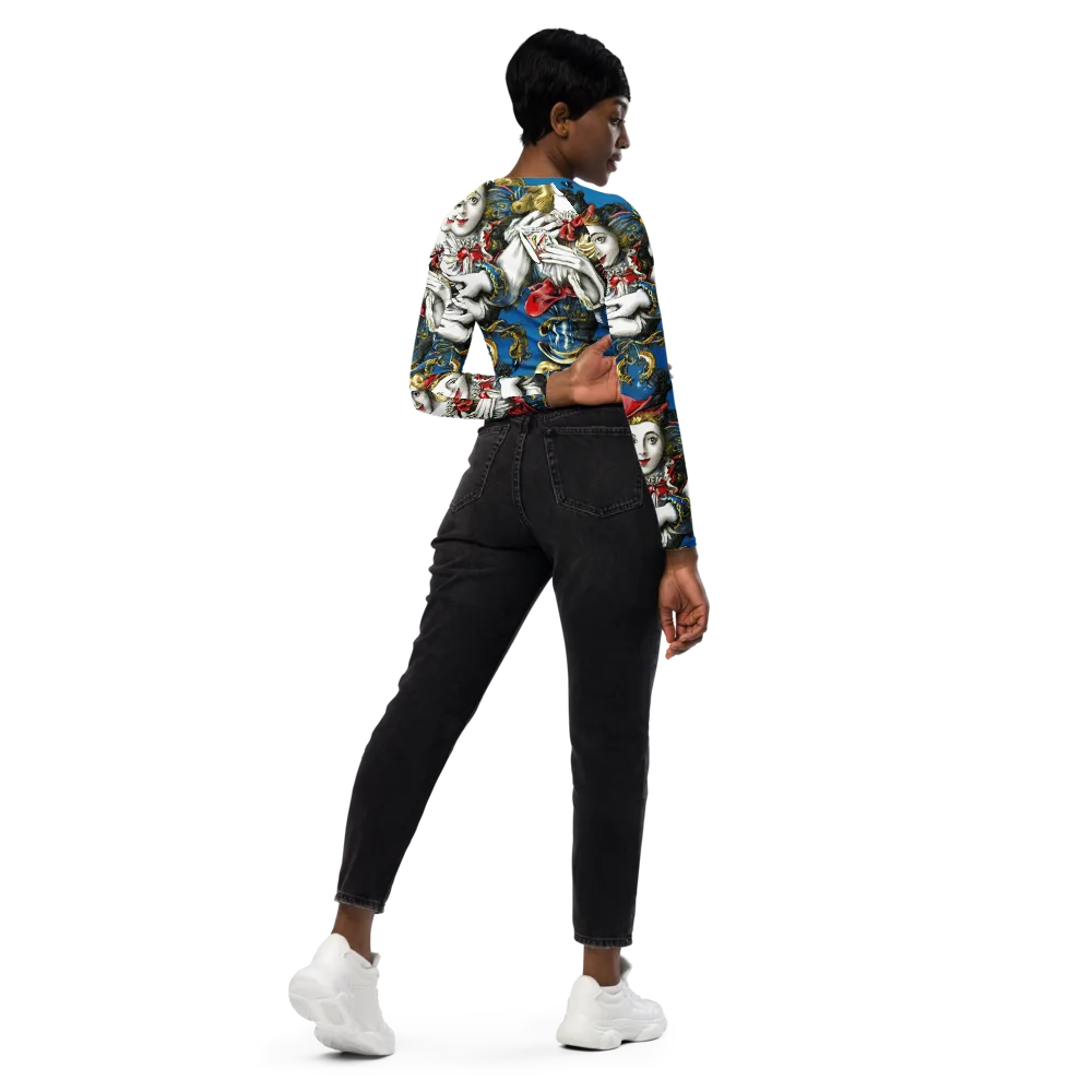 Masquerade Echoes on Long Sleeve Crop Top — Right Back