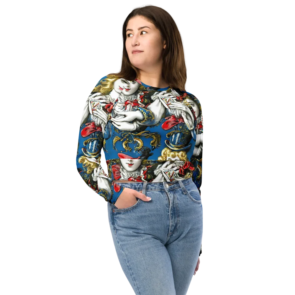 Masquerade Echoes on Long Sleeve Crop Top — Front