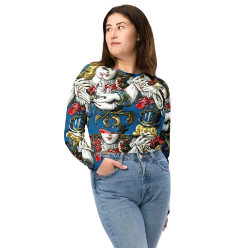 Masquerade Echoes on a Long Sleeve Crop Top