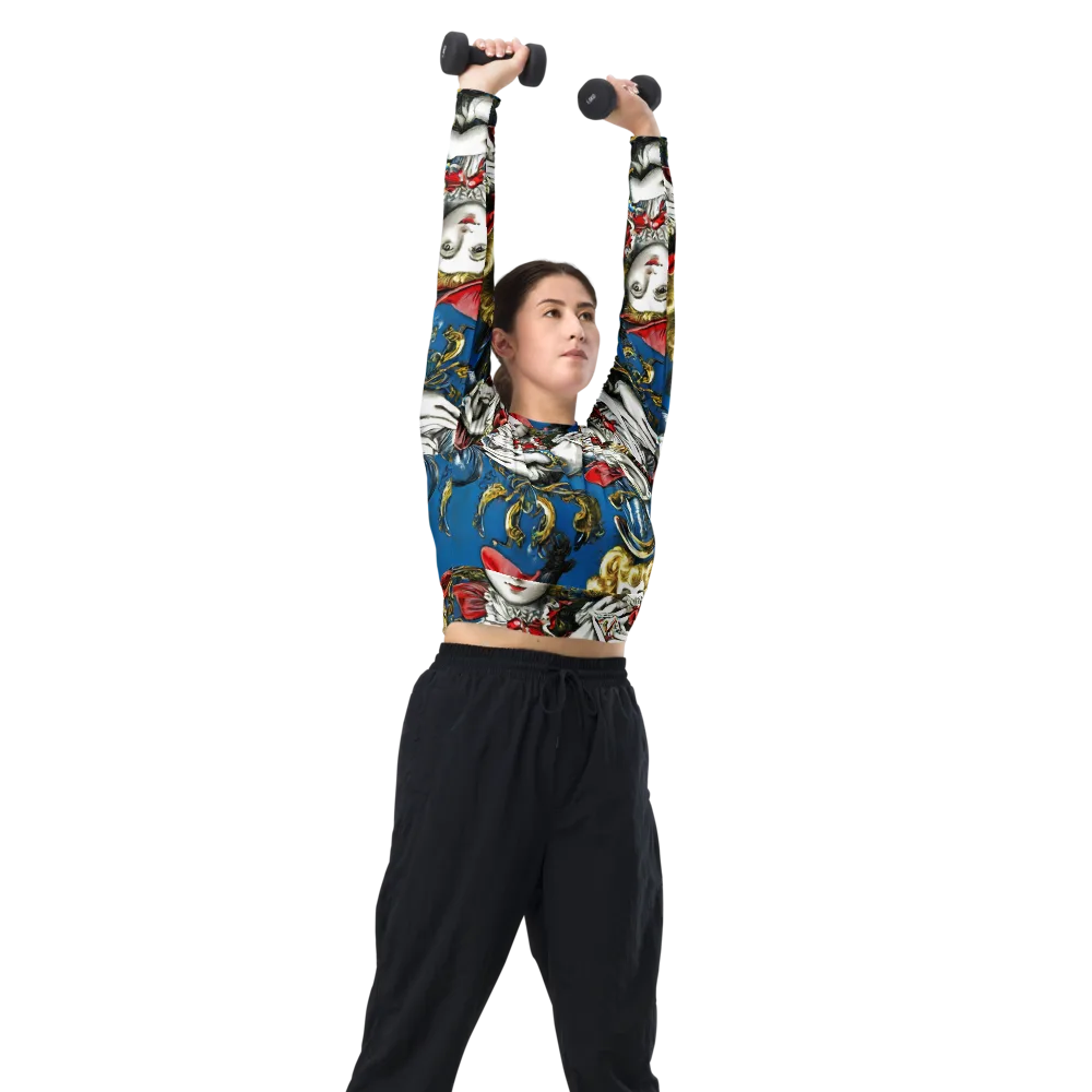 Masquerade Echoes on Long Sleeve Crop Top — Right Front