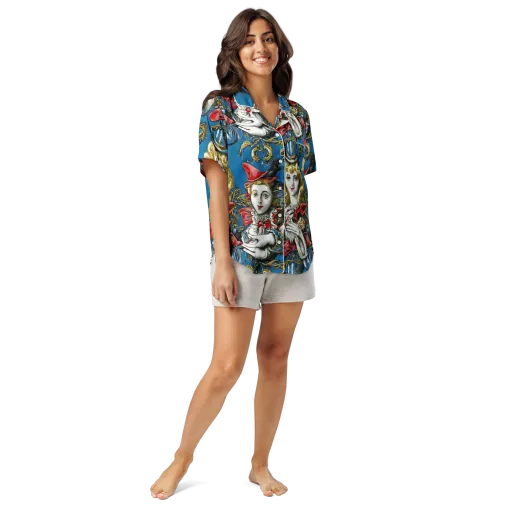 Masquerade Echoes on a Women's Short Sleeve Pajama Top