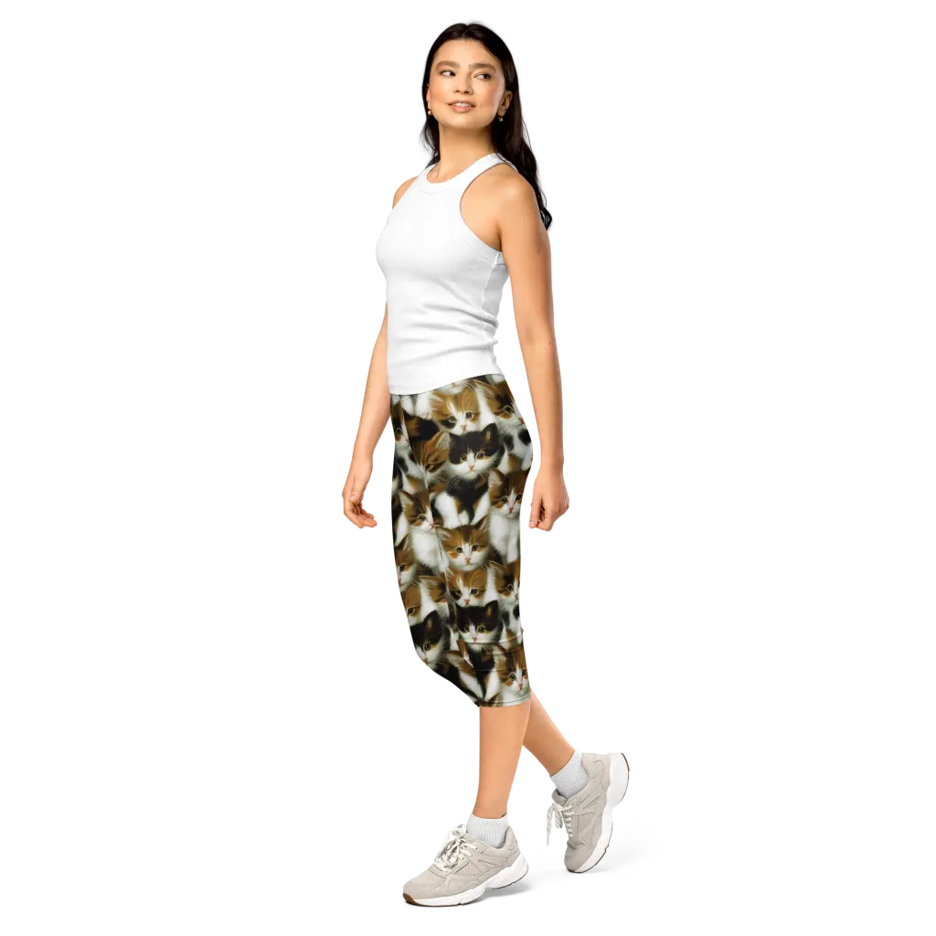 Cuddle Chaos on Capri Leggings — Left Front