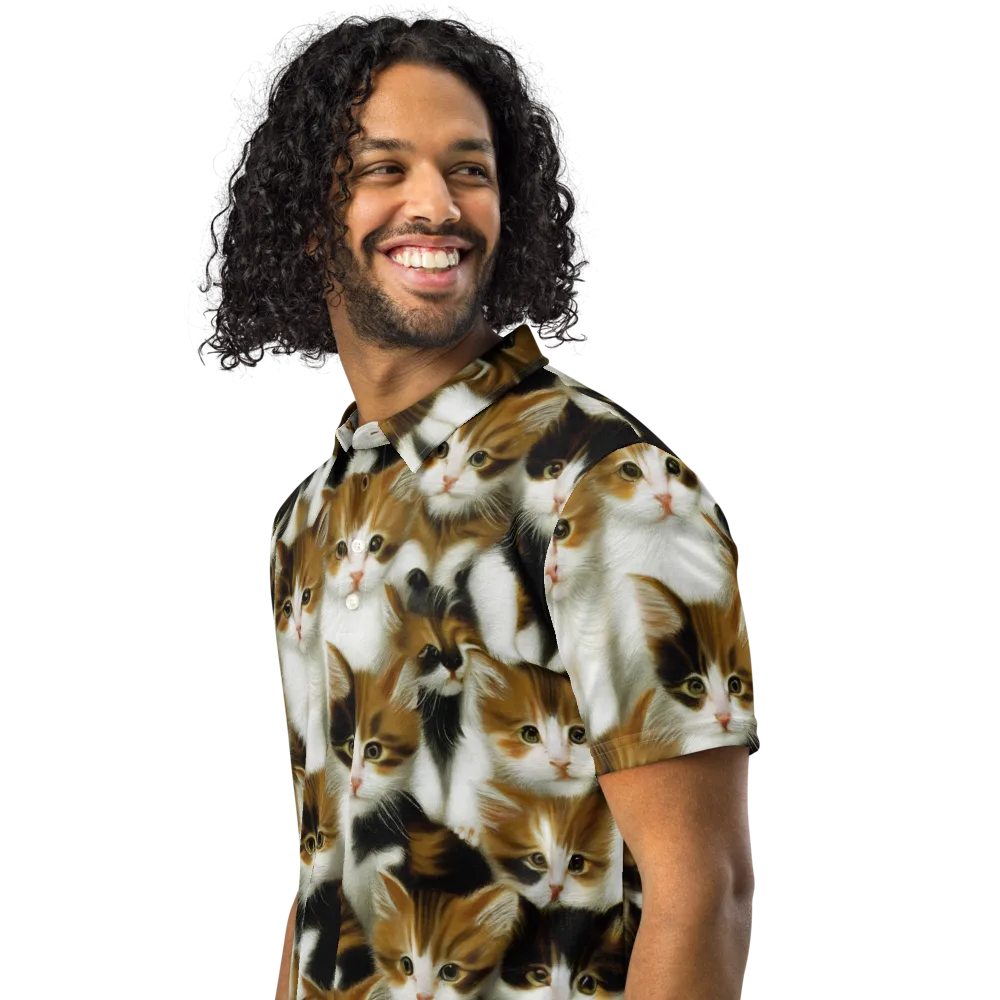 Cuddle Chaos on Men's Slim Fit Polo Shirt — Left Front