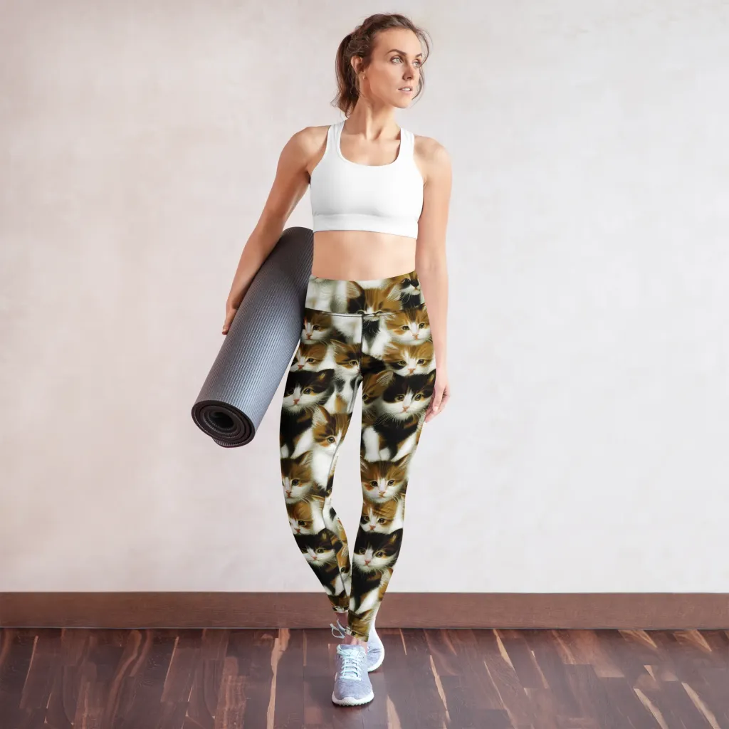 Cuddle Chaos on Yoga Leggings — Front
