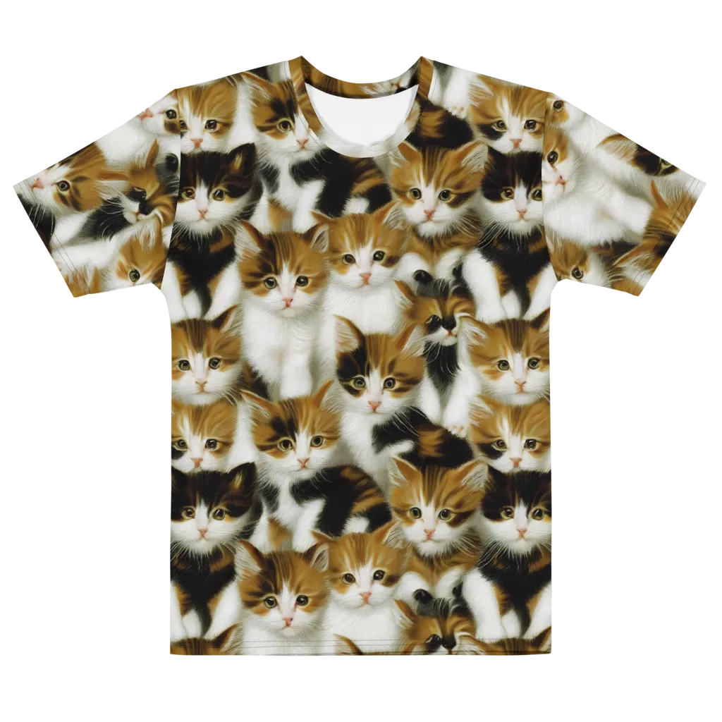 Cuddle Chaos on Men's Cotton Crew Neck T-Shirt — Front