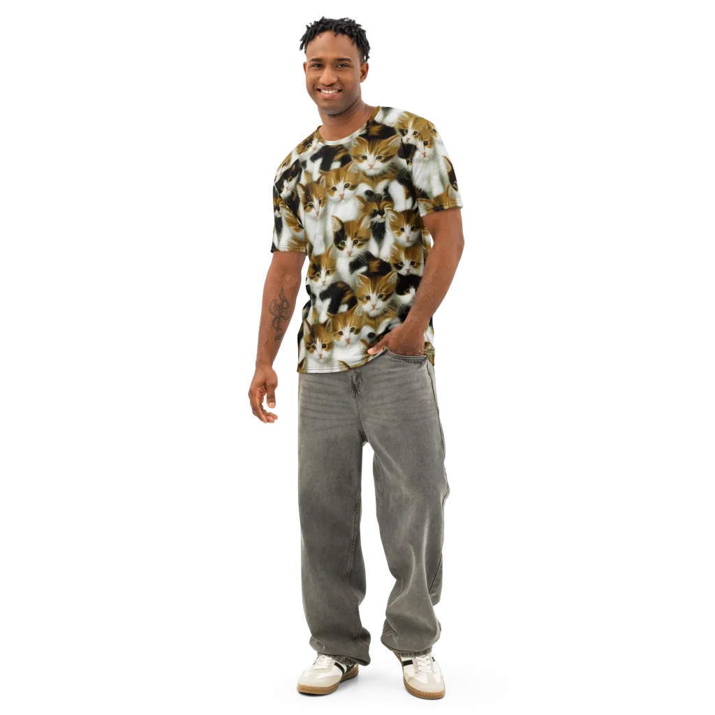 Cuddle Chaos on Men's Cotton Crew Neck T-Shirt — Front