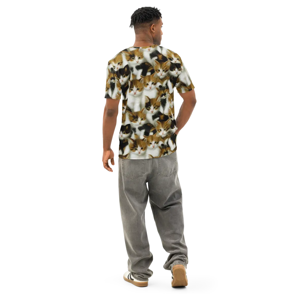 Cuddle Chaos on Men's Cotton Crew Neck T-Shirt — Back