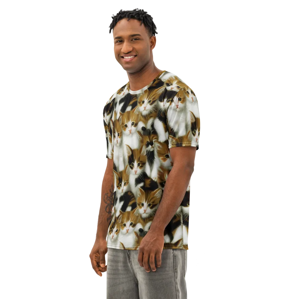 Cuddle Chaos on Men's Cotton Crew Neck T-Shirt — Left Front