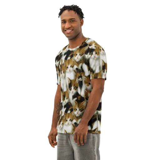 Cuddle Chaos on a Men's Cotton Crew Neck T-Shirt