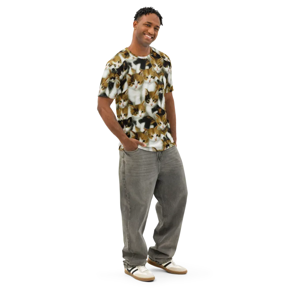 Cuddle Chaos on Men's Cotton Crew Neck T-Shirt — Right Front