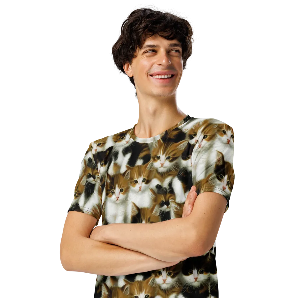 Cuddle Chaos on Men's Crew Neck T-Shirt — Left Front